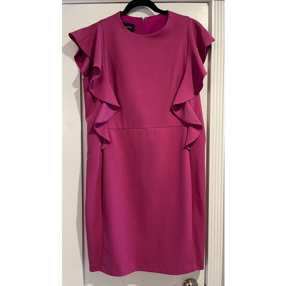 Donna Morgan Raspberry Ruffled Sleeves Shift Dress Plus Size 16 NWT Dressy - Picture 2 of 14
